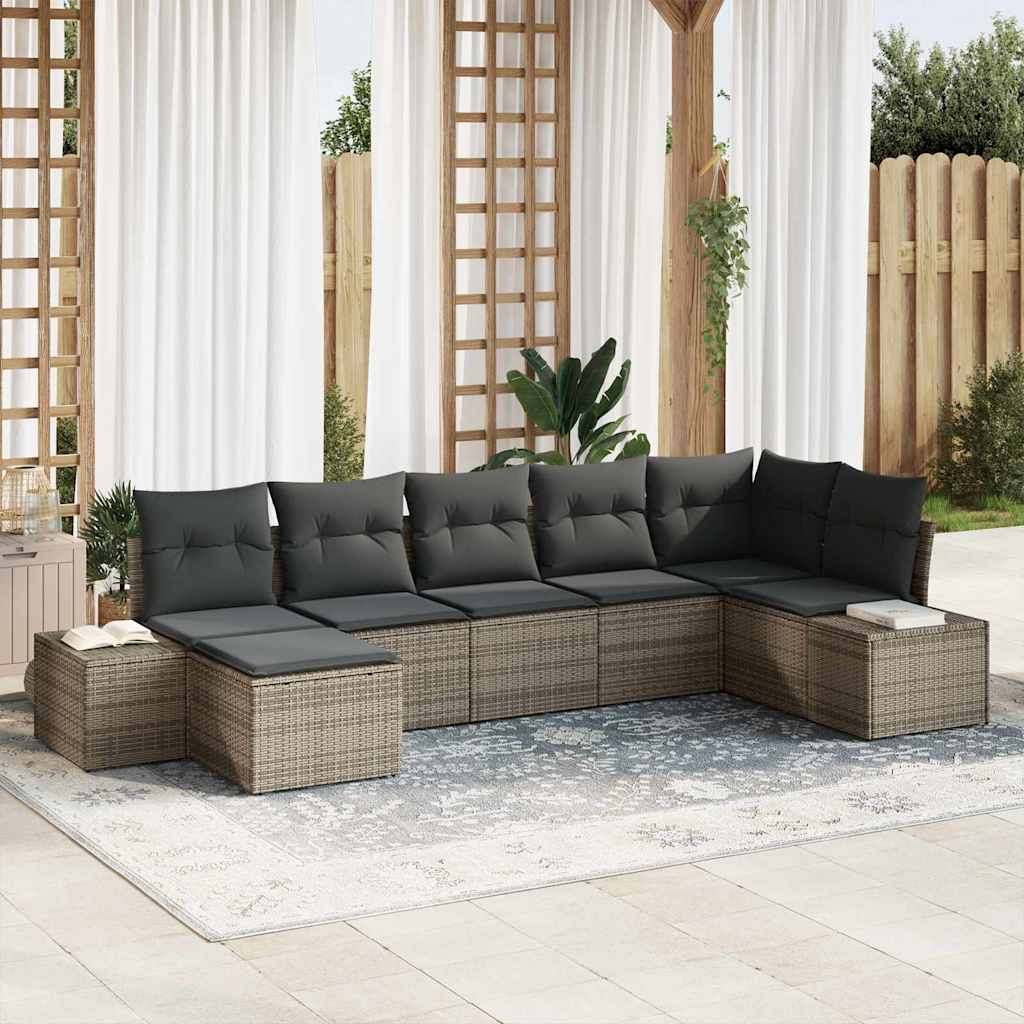 Havesofa Sæt 7 stk. Grå polyrattan
