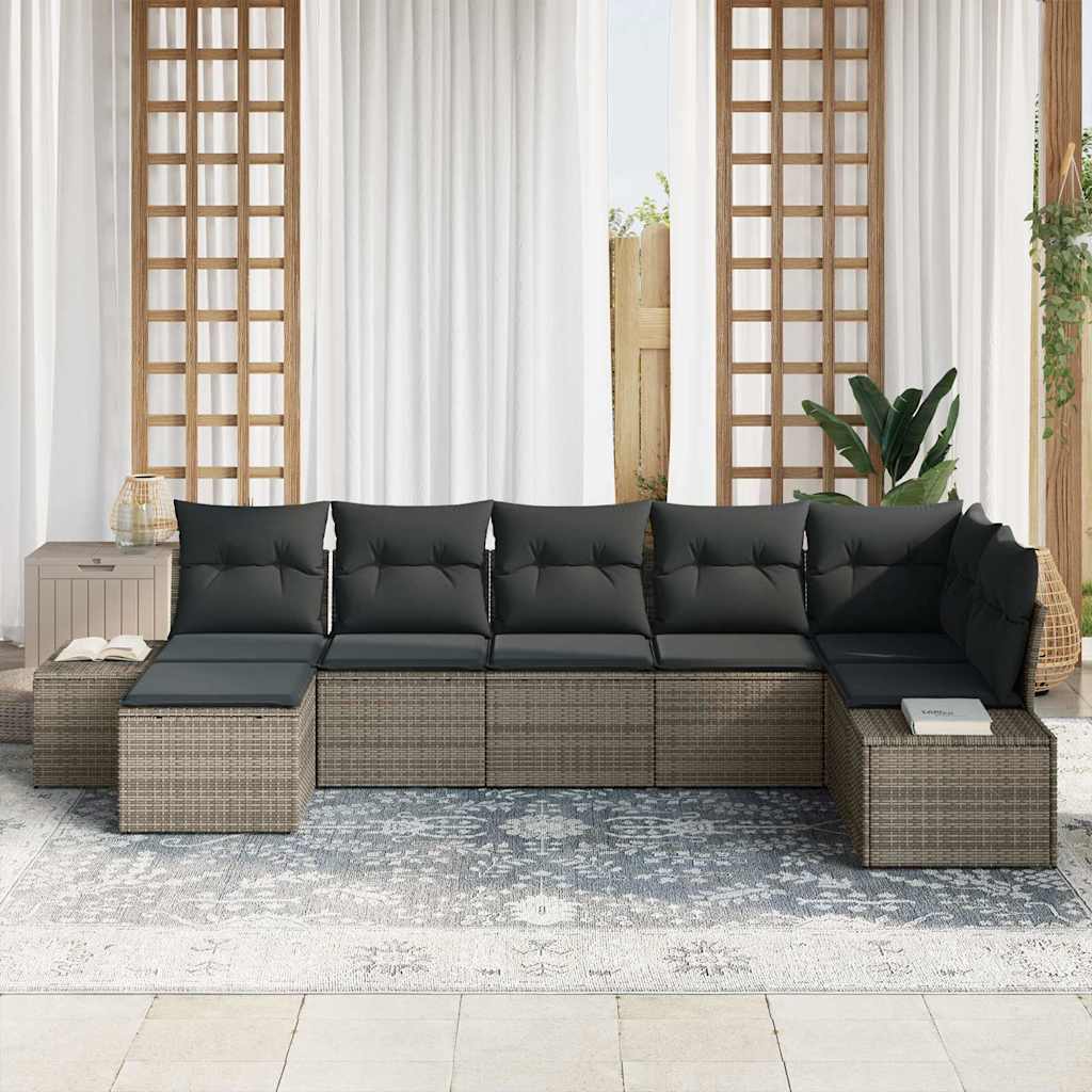 Havesofa Sæt 7 stk. Grå polyrattan