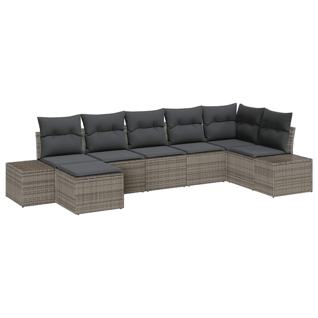 Havesofa Sæt 7 stk. Grå polyrattan