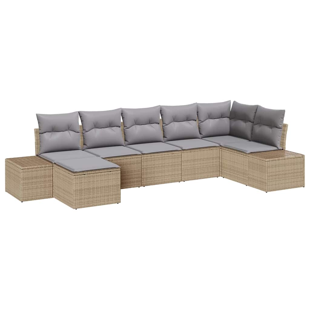 Havesofa Sæt 7 stk. Beige polyrattan