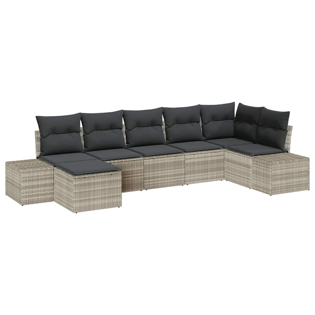 Havesofa Sæt 7 stk. Lysegrå polyrattan