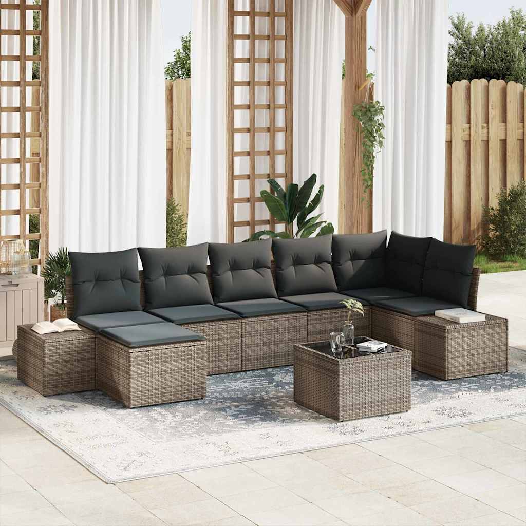 Havesofa Sæt 7 stk. Grå polyrattan