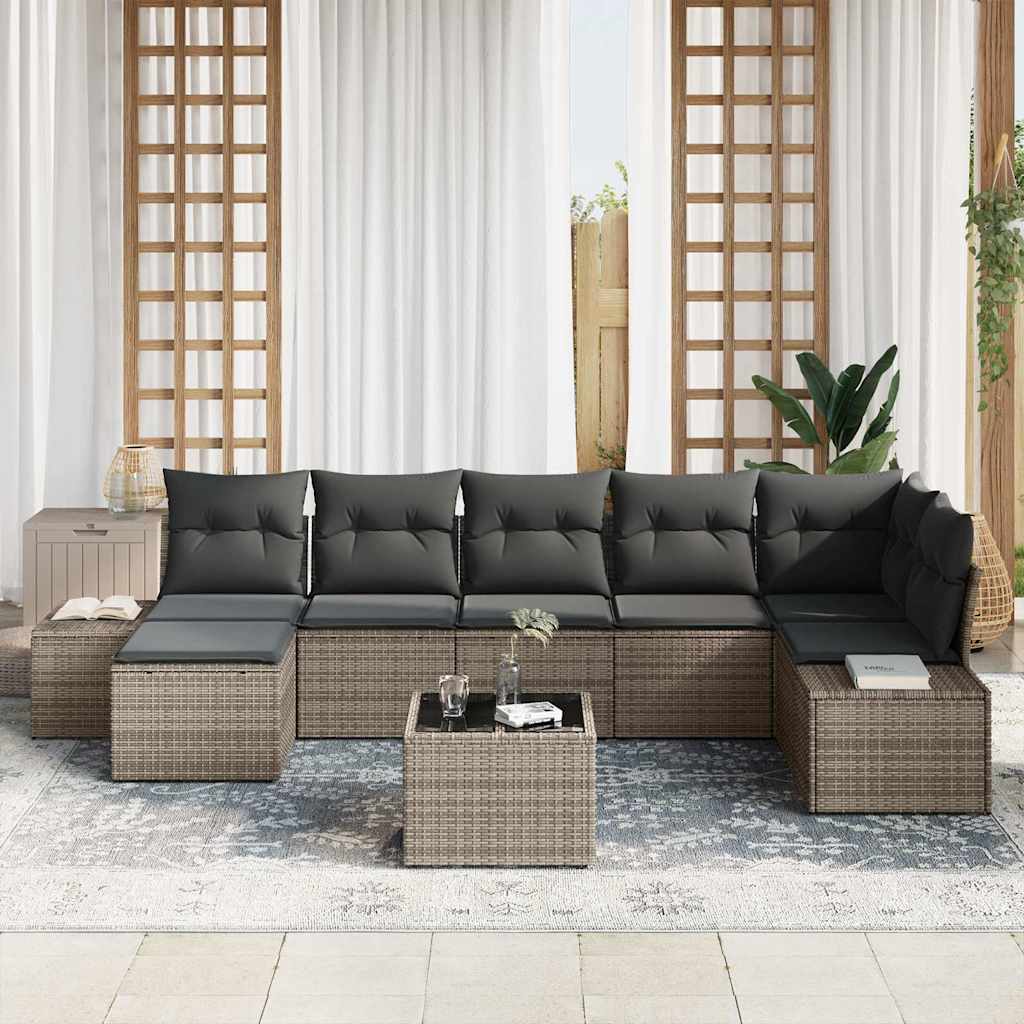 Havesofa Sæt 7 stk. Grå polyrattan