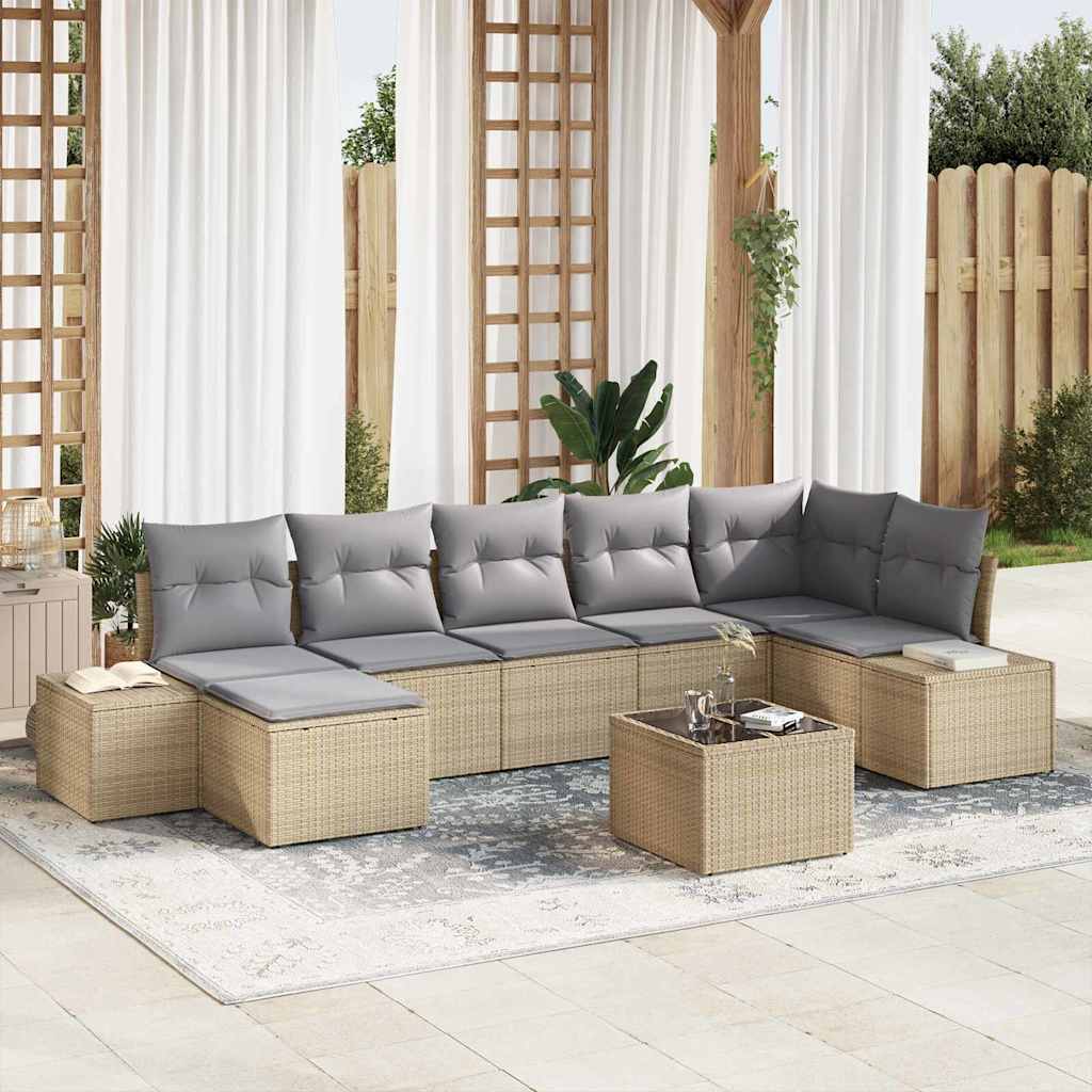 Havesofa Sæt 7 stk. Beige polyrattan