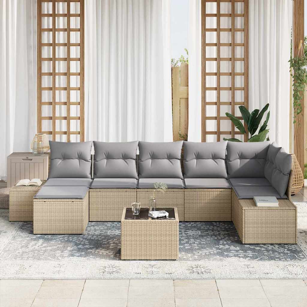 Havesofa Sæt 7 stk. Beige polyrattan
