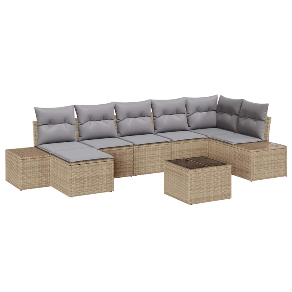 Havesofa Sæt 7 stk. Beige polyrattan