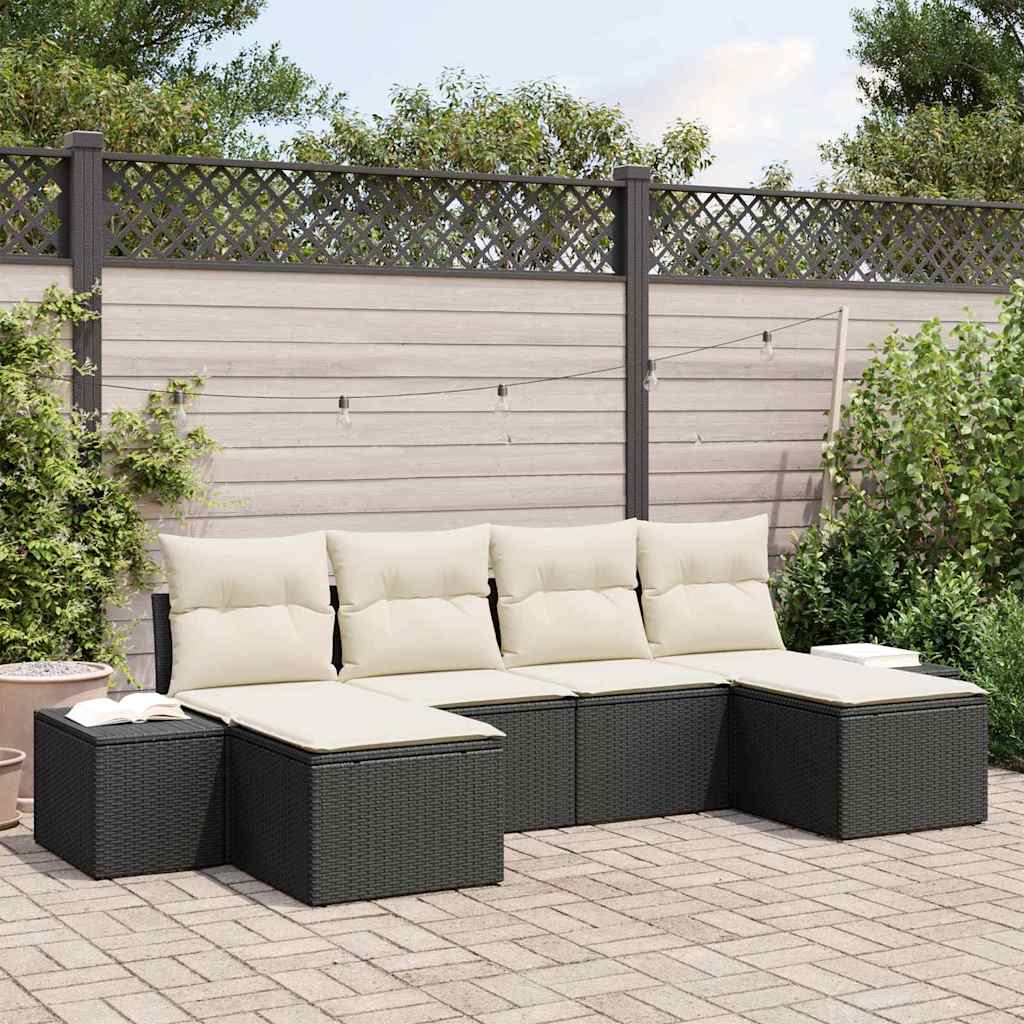 Havesofa Sæt 4 stk. Sort og Cream polyrattan