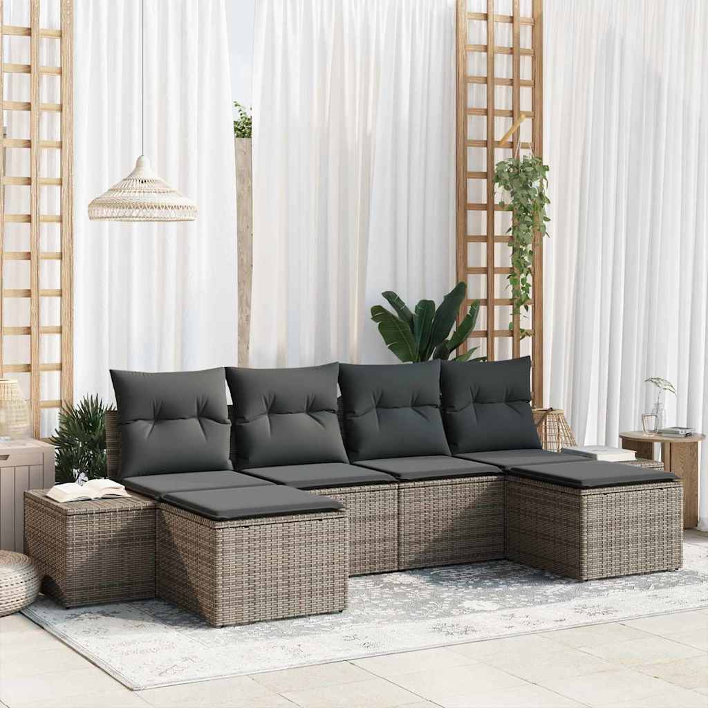 Havesofa Sæt 4 stk. Grå polyrattan