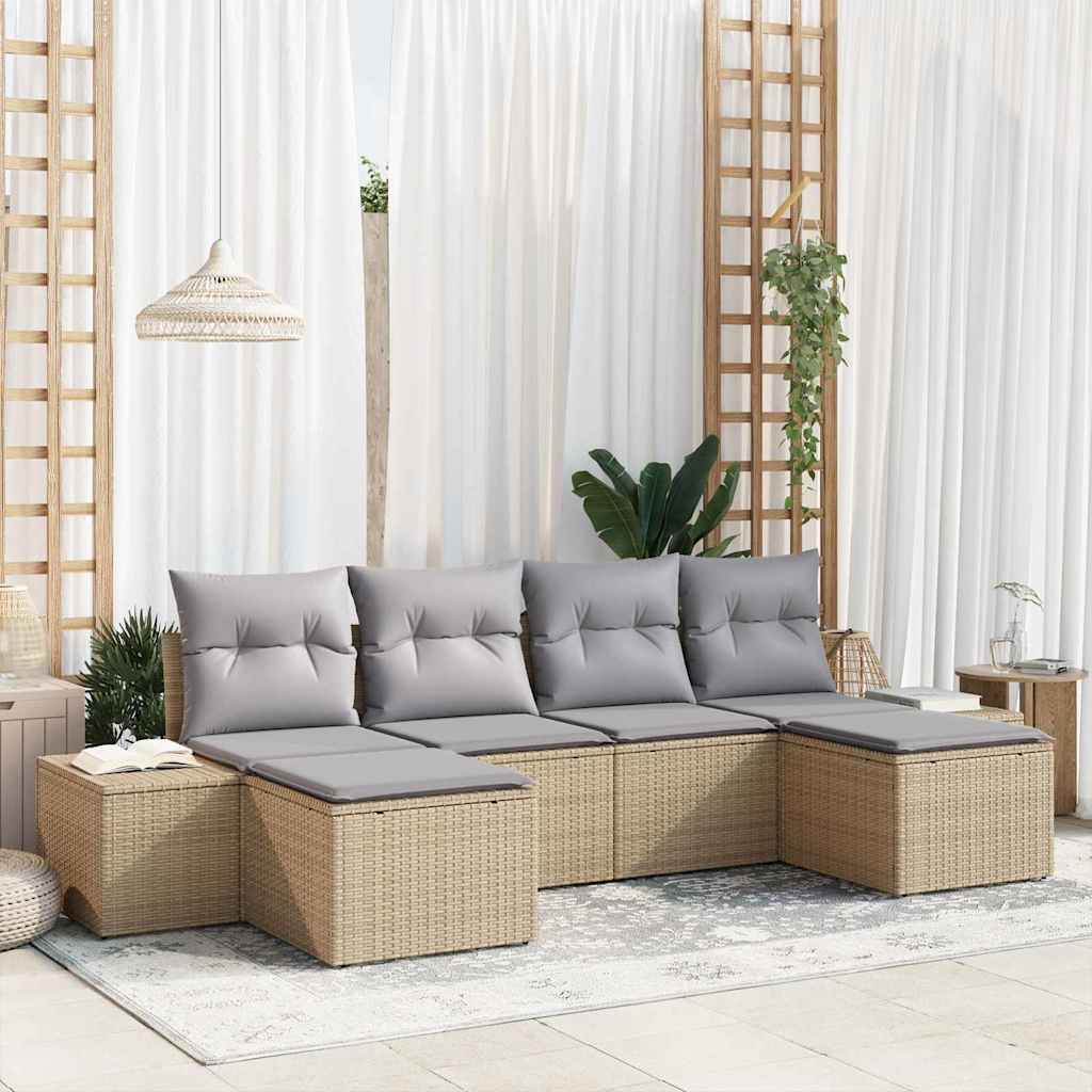 Havesofa Sæt 4 stk. Beige og lys grå polyrattan