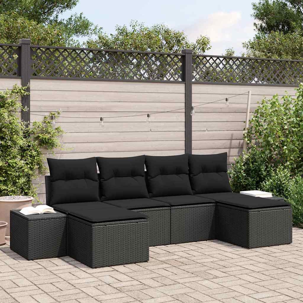 Havesofa Sæt 4 stk. Sort polyrattan