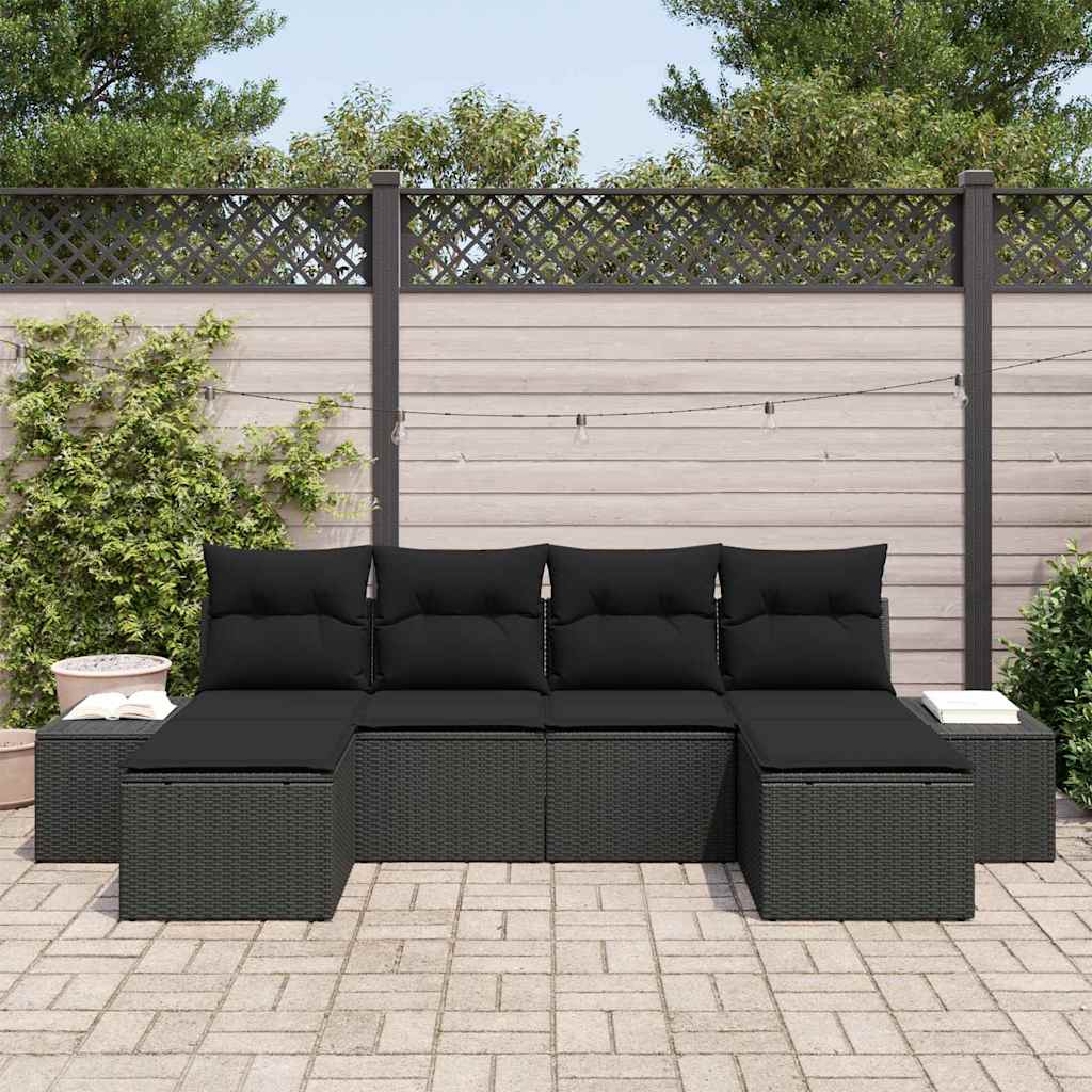 Havesofa Sæt 4 stk. Sort polyrattan