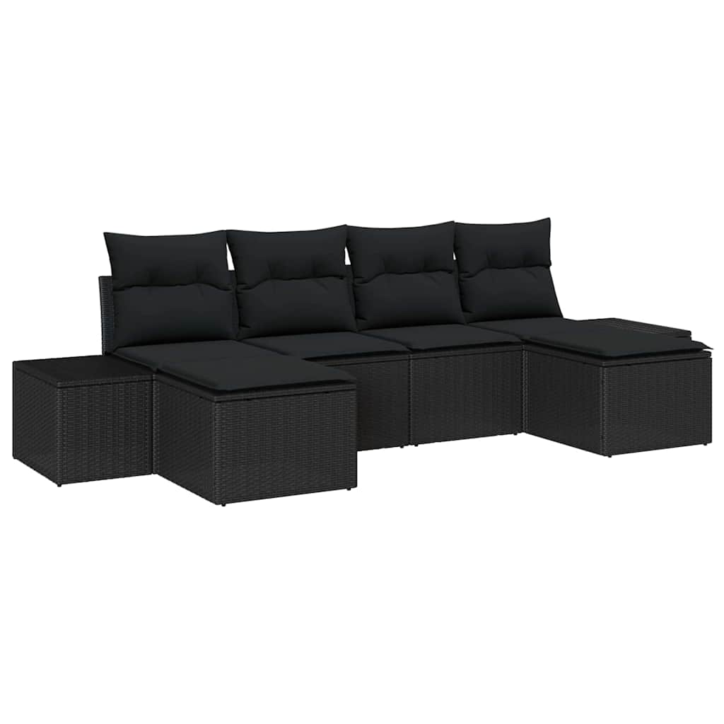 Havesofa Sæt 4 stk. Sort polyrattan