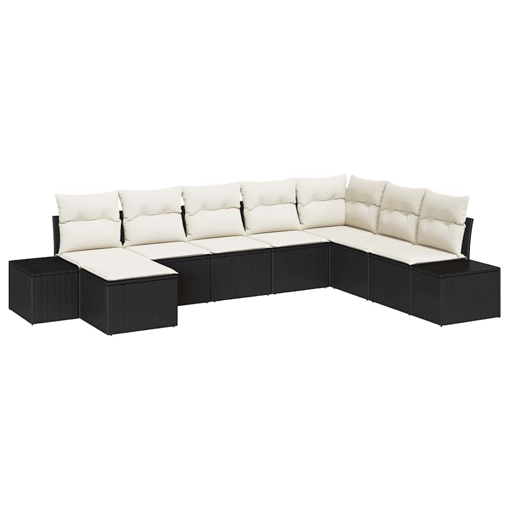 Havesofa Sæt 8 stk. Sort og Cream polyrattan