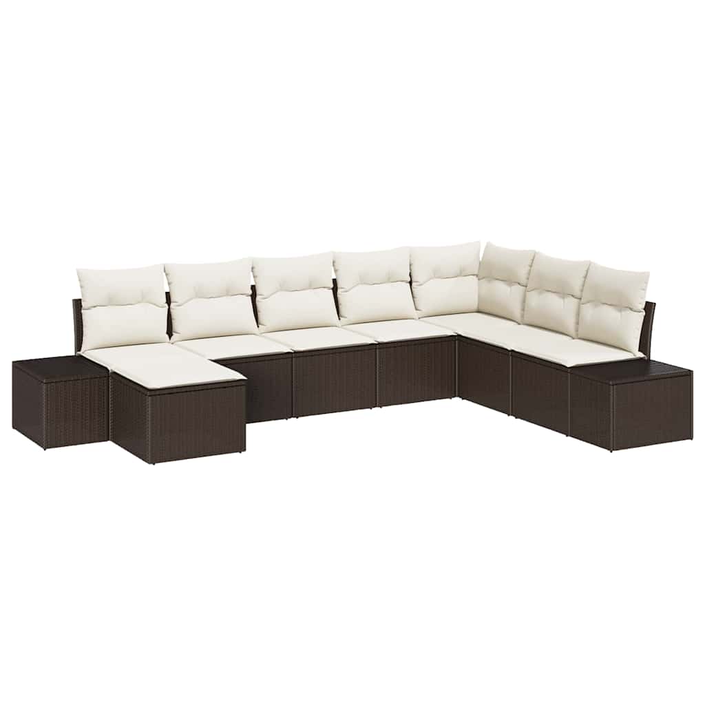 Havesofa Sæt 8 stk. Brun og Creme polyrattan