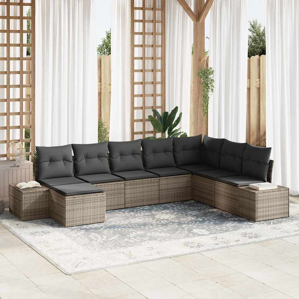Havesofa Sæt 8 stk. Grå polyrattan