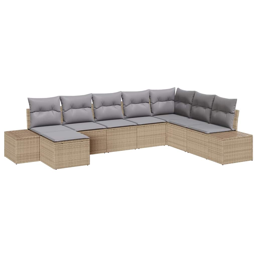 Havesofa Sæt 8 stk. Beige og lys grå polyrattan