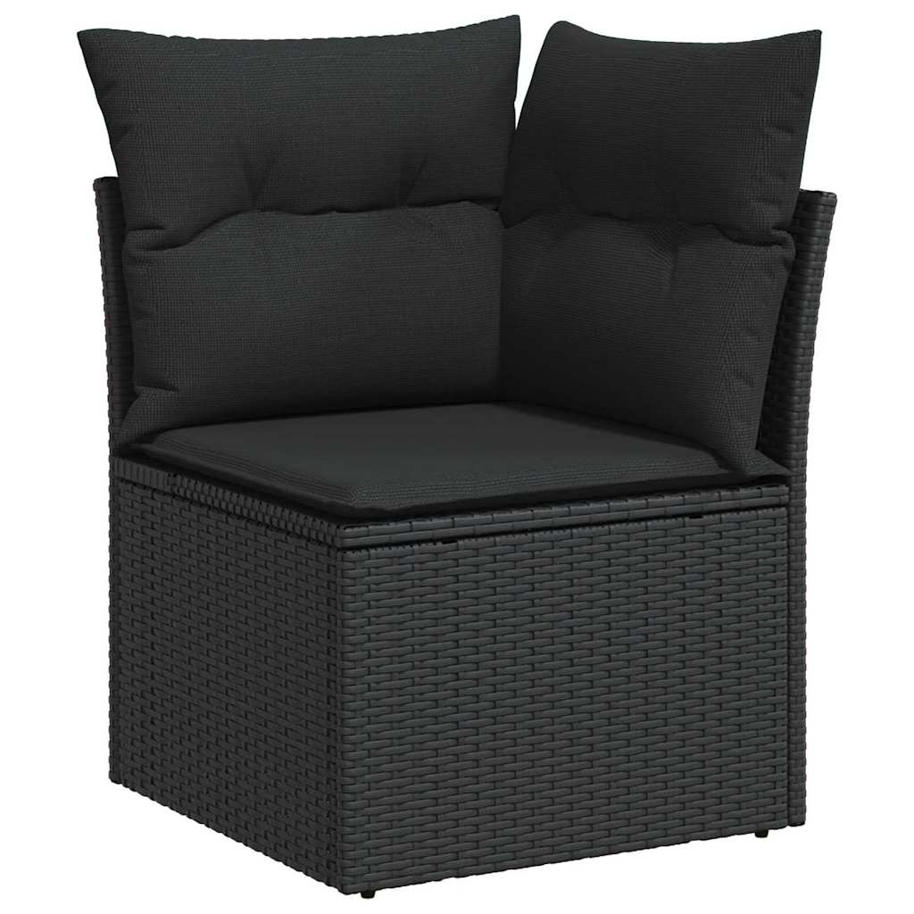 Havesofa Sæt 8 stk. Sort polyrattan