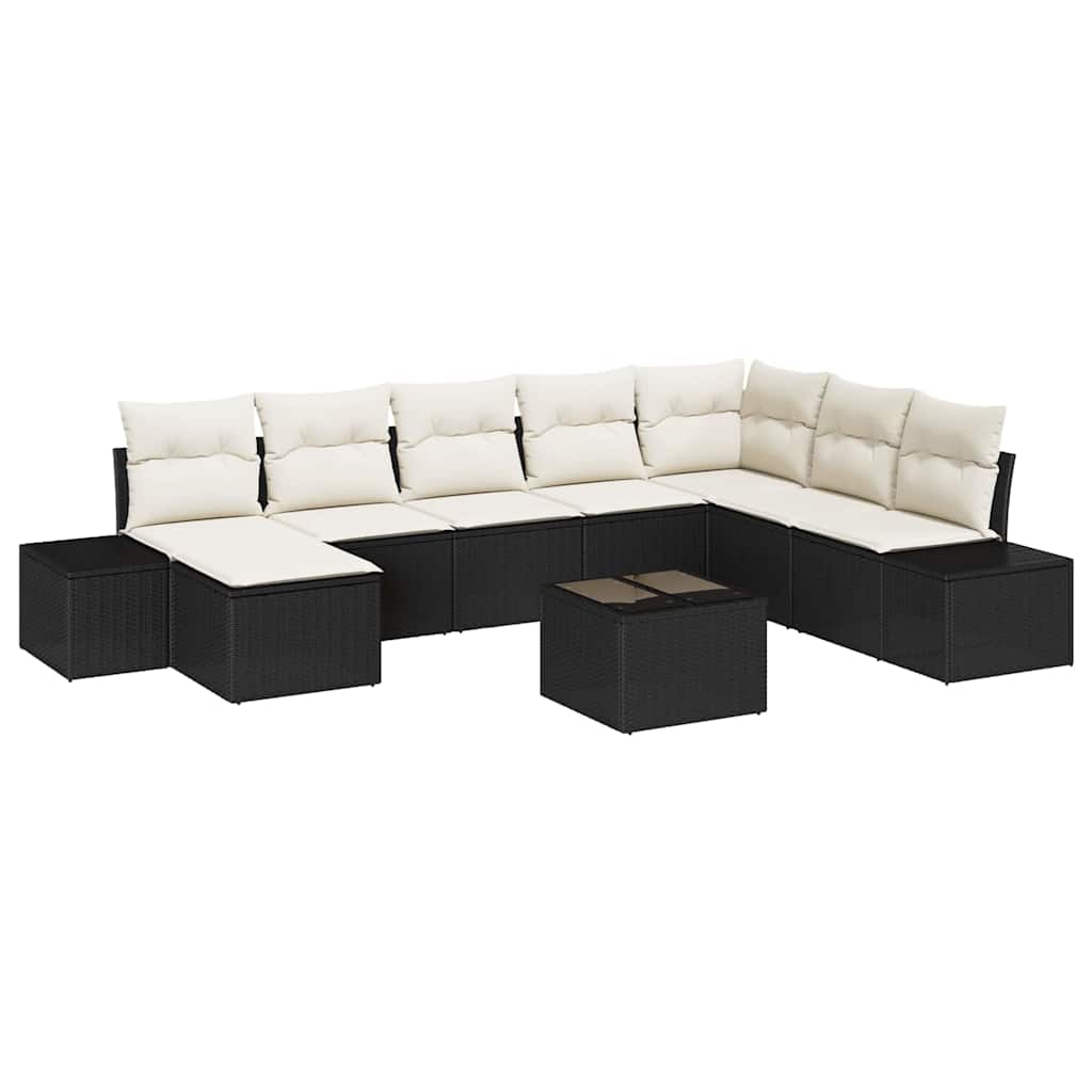 Havesofa Sæt 8 stk. Sort og Cream polyrattan