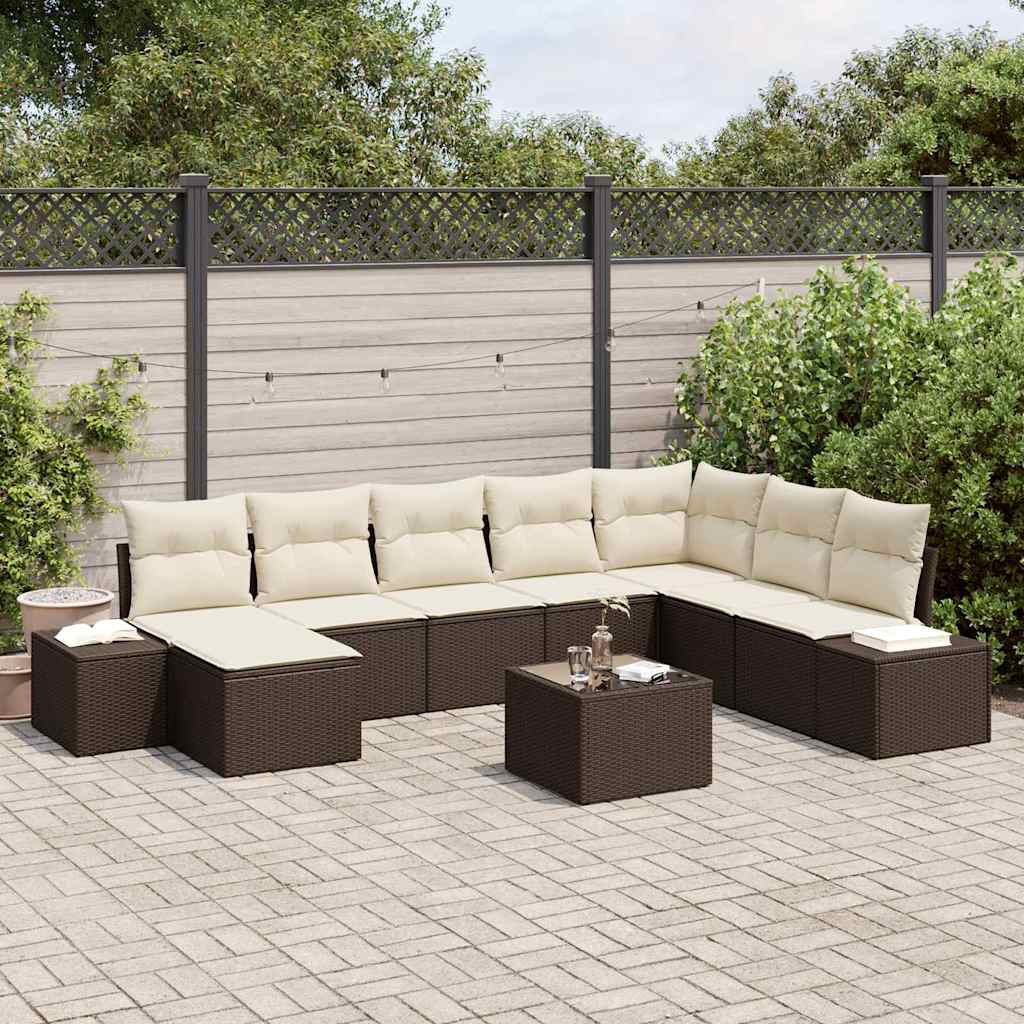Havesofa Sæt 8 stk. Brun og Creme polyrattan