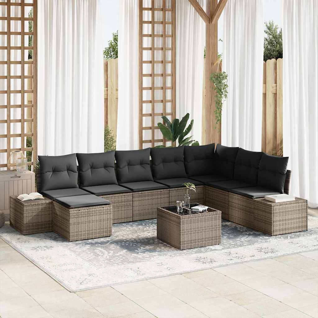 Havesofa Sæt 8 stk. Grå polyrattan