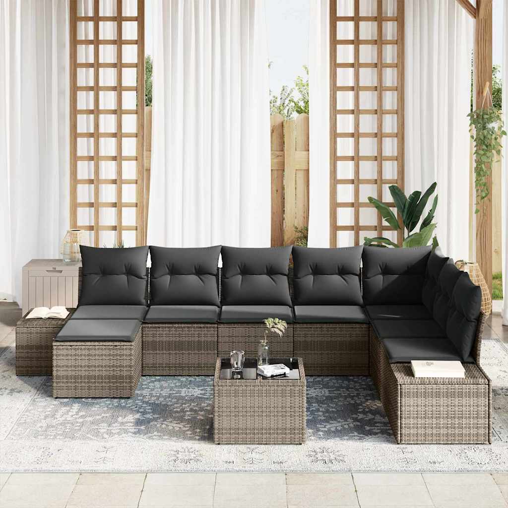 Havesofa Sæt 8 stk. Grå polyrattan