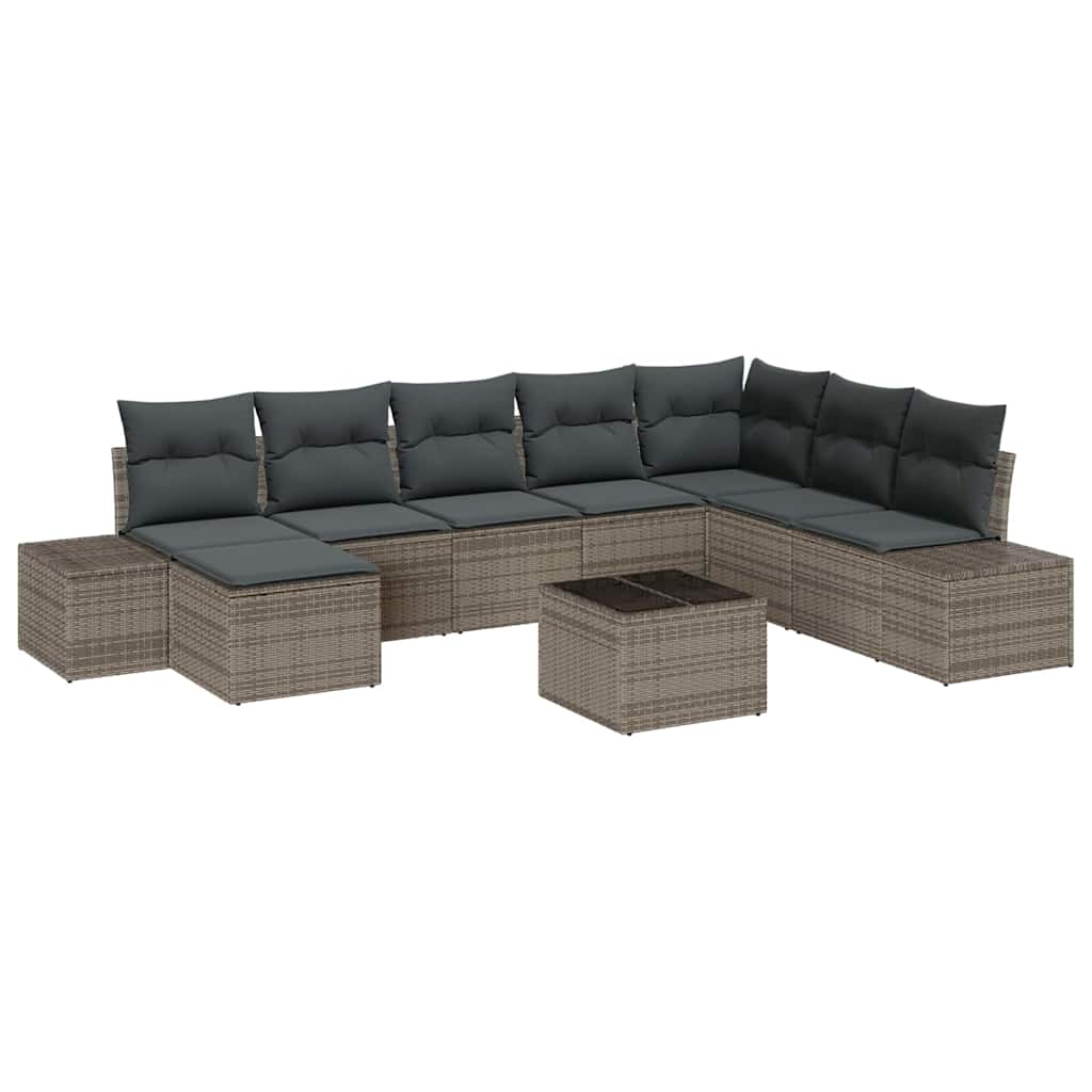 Havesofa Sæt 8 stk. Grå polyrattan