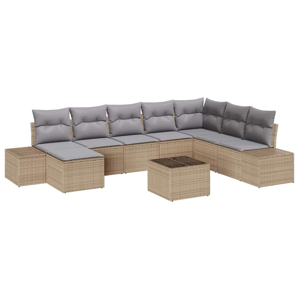 Havesofa Sæt 8 stk. Beige og lys grå polyrattan