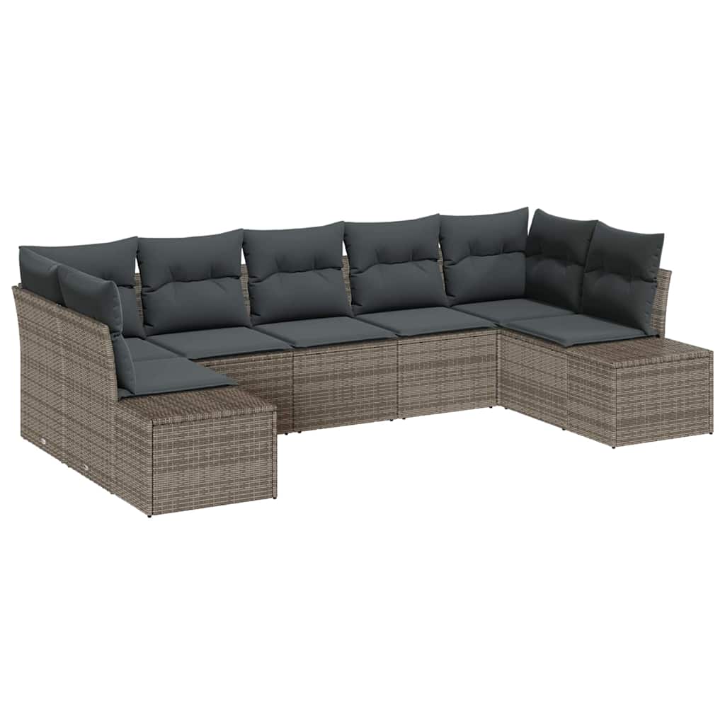 Havesofa Sæt 7 stk. 7-Antal sæder Grå Poly rattan