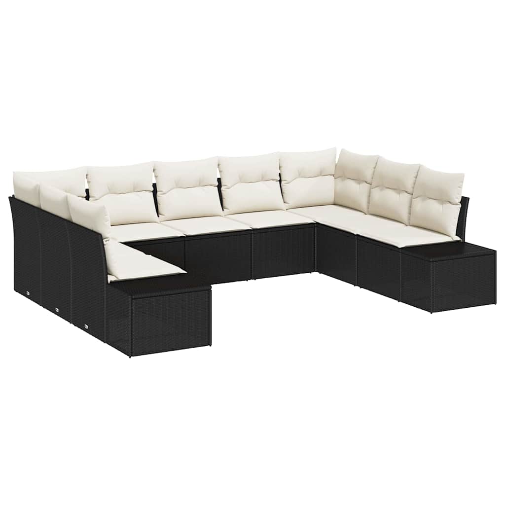 Havesofa Sæt 9 stk. 8-Antal sæder Sort og Cream Polyrattan