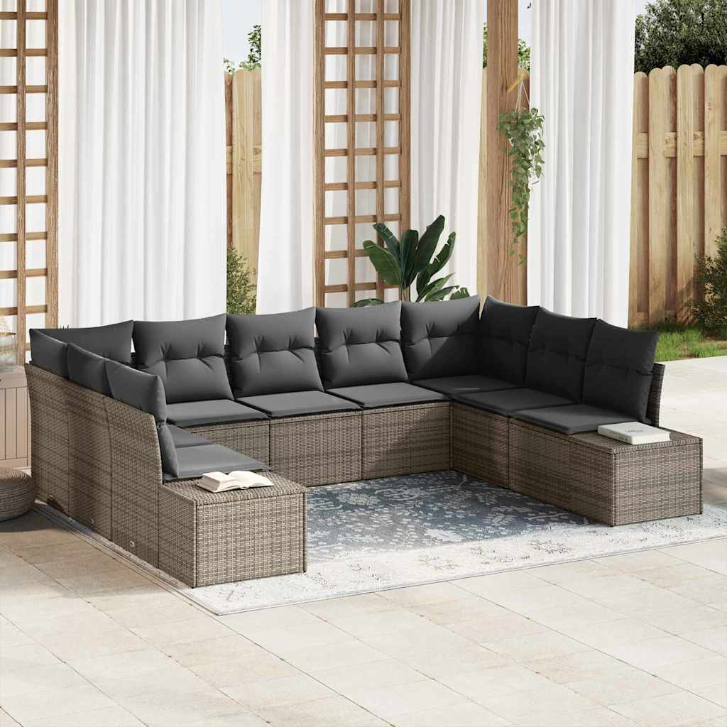 Havesofa Sæt 9 stk. 8-Antal sæder Grå Polyrattan