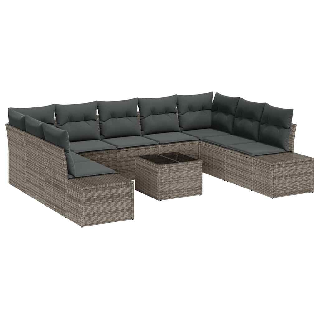 Havesofa Sæt 9 stk. 8-Antal sæder Grå Polyrattan
