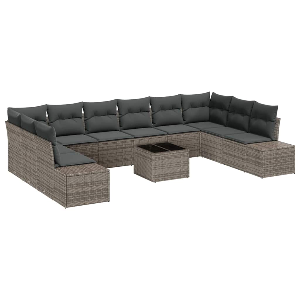 Havesofa Sæt 10 stk. 9-Antal sæder Grå Polyrattan