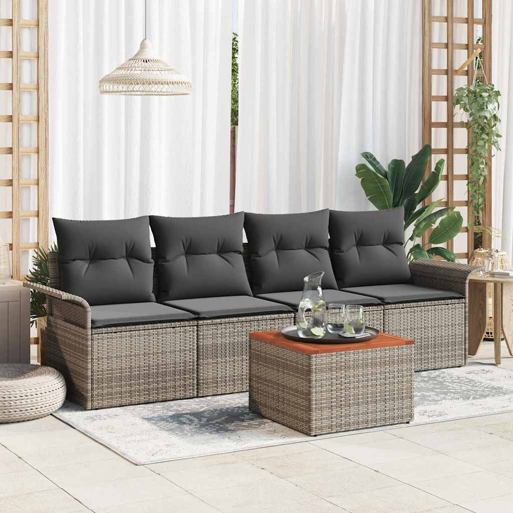 Havesofa Sæt 5 stk. 4-Antal sæder Grå polyrattan