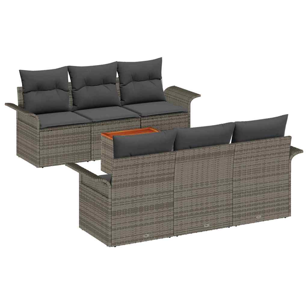 Havesofa Sæt 7 stk. 6-Antal sæder Grå polyrattan