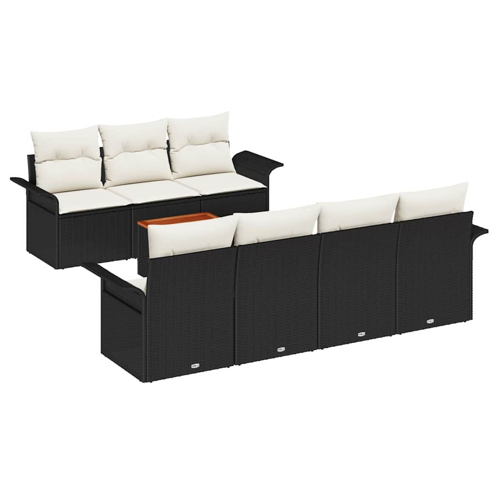 Havesofa Sæt 8 stk. 7-Antal sæder Sort og Cream polyrattan