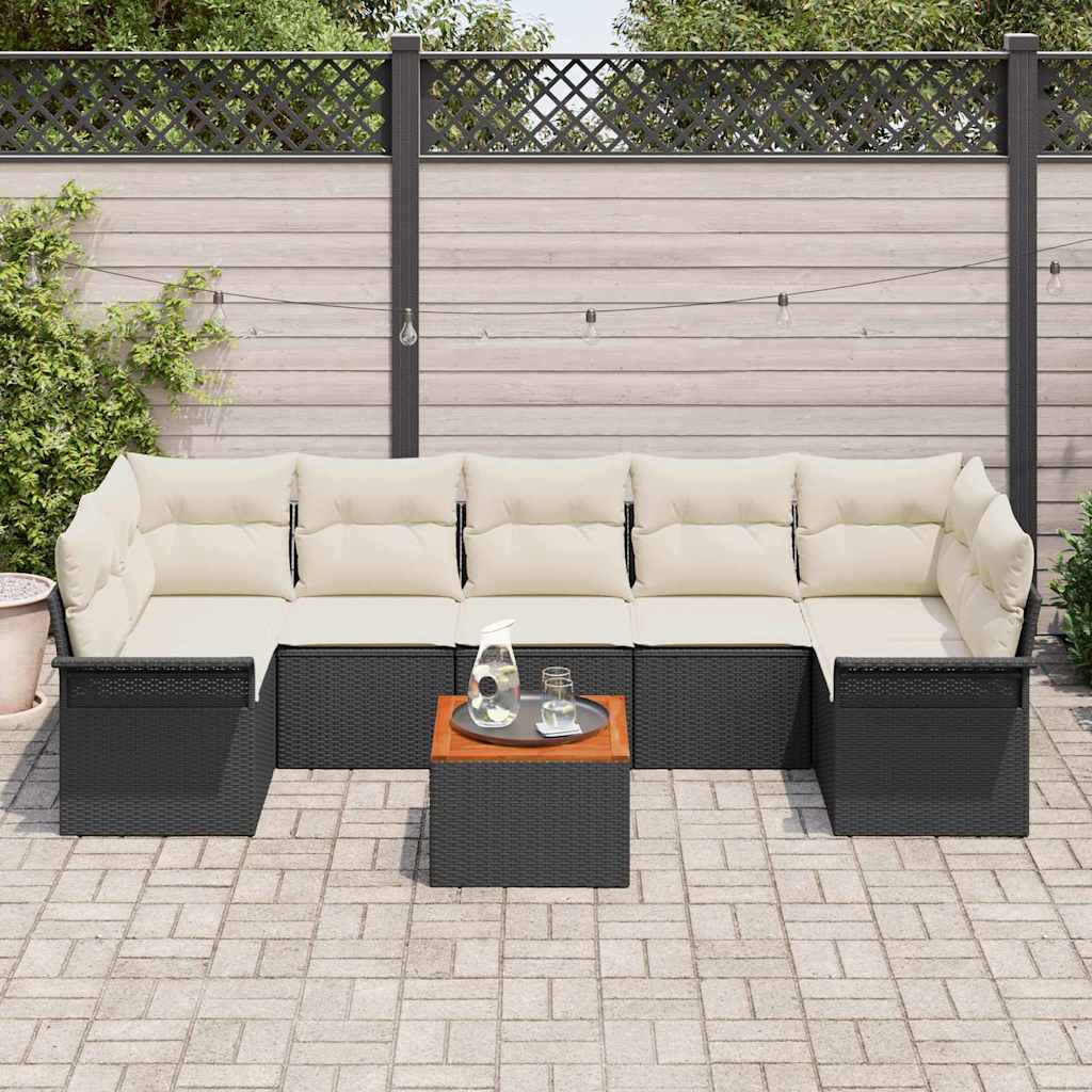 Havesofa Sæt 8 stk. 7-Antal sæder Sort og Cream polyrattan