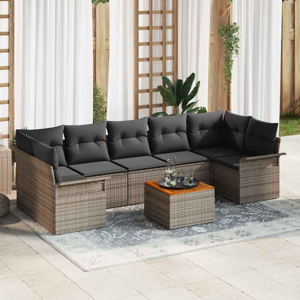 Havesofa Sæt 8 stk. 7-Antal sæder Grå polyrattan