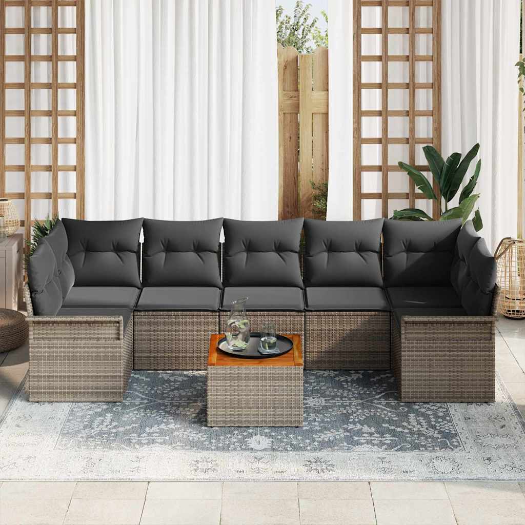 Havesofa Sæt 8 stk. 7-Antal sæder Grå polyrattan