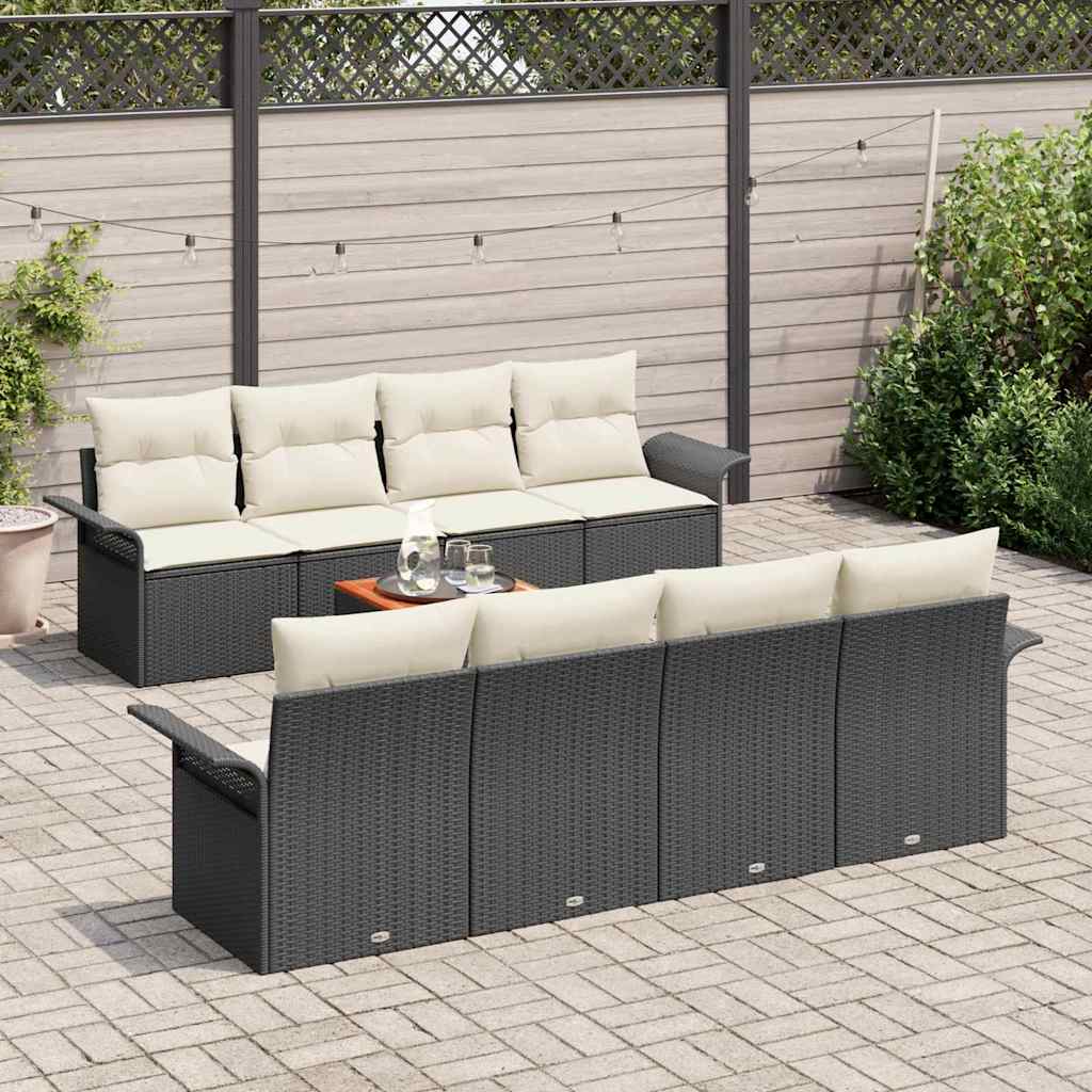Havesofa Sæt 9 stk. Sort og Cream polyrattan