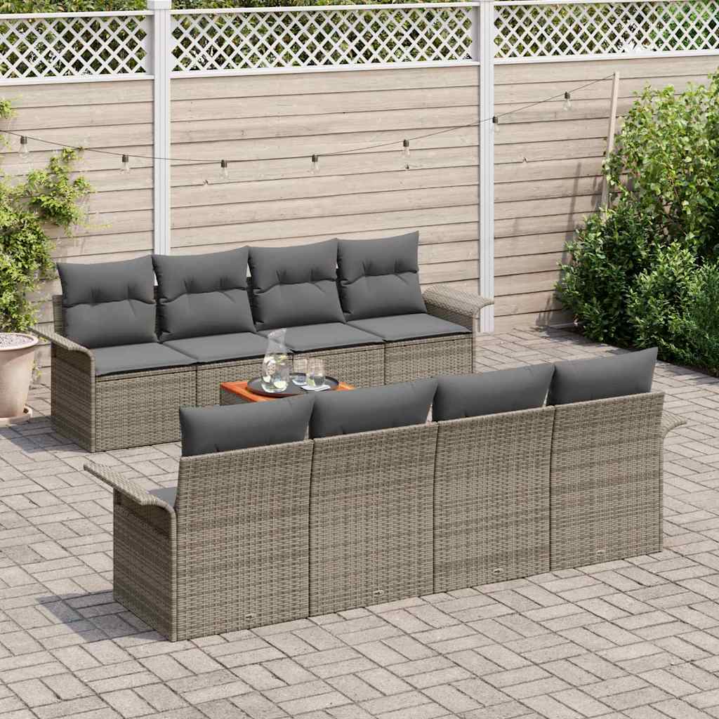 Havesofa Sæt 9 stk. Grå polyrattan