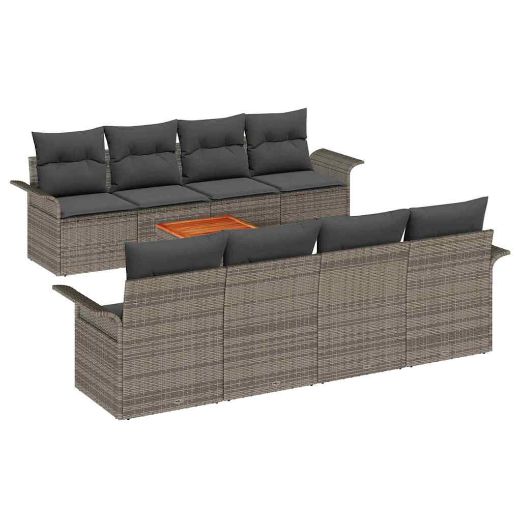 Havesofa Sæt 9 stk. Grå polyrattan