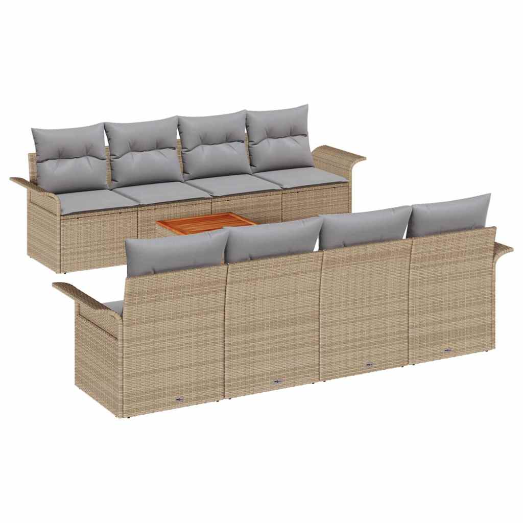 Havesofa Sæt 9 stk. Beige og lys grå polyrattan