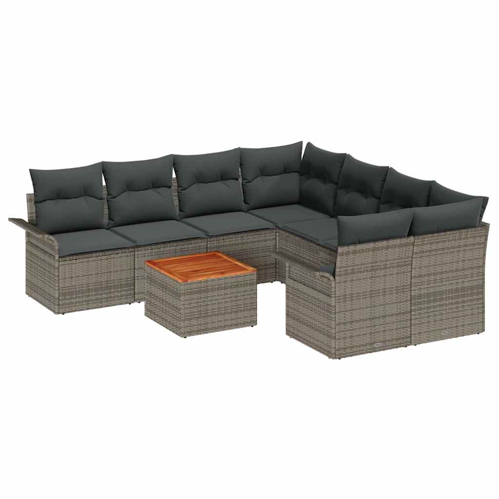 Havesofa Sæt 9 stk. 8-Antal sæder Grå polyrattan