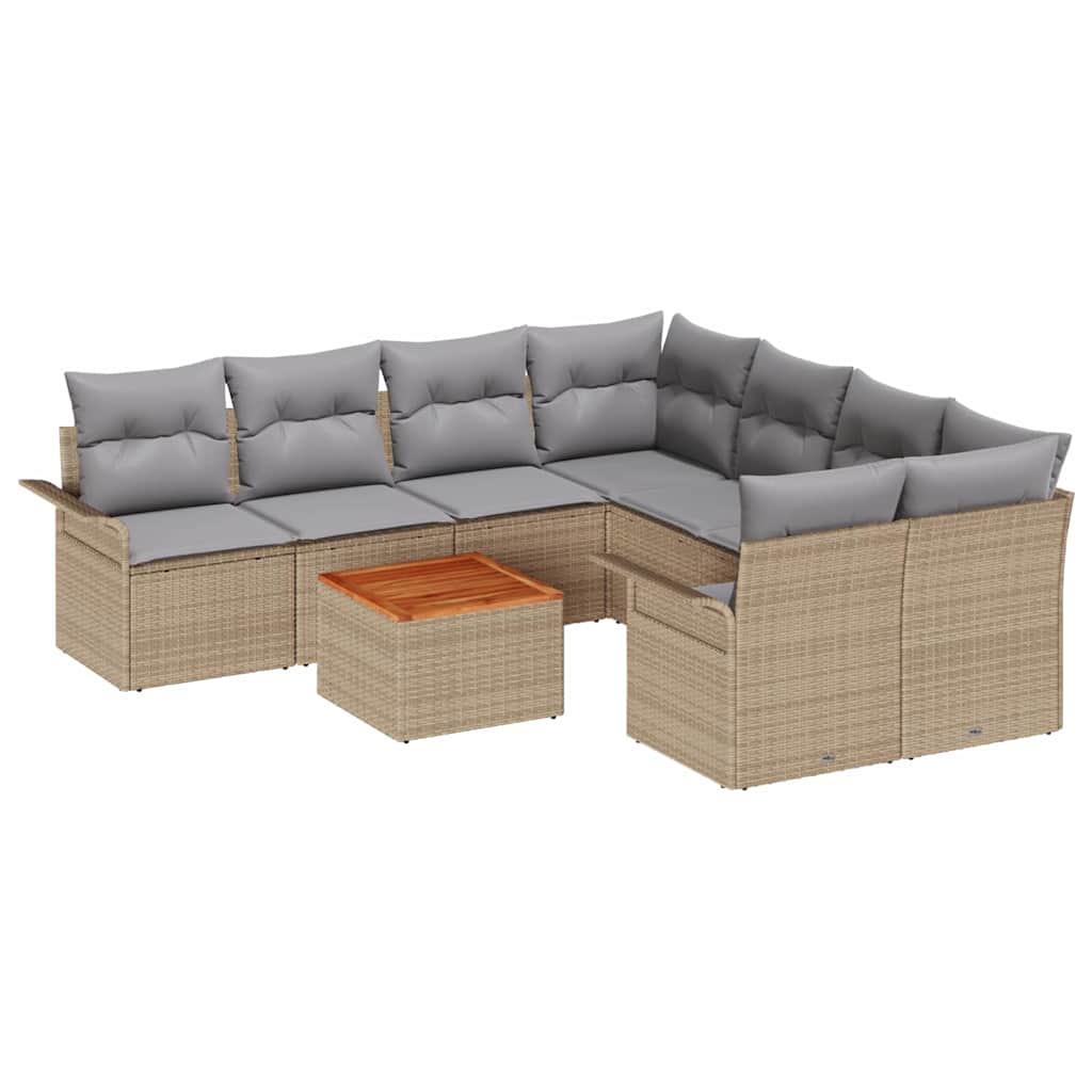 Havesofa Sæt 9 stk. 8-Antal sæder Beige og lys grå polyrattan