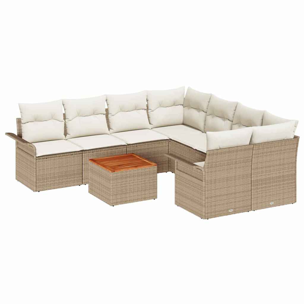 Havesofa Sæt 9 stk. 8-Antal sæder Beige og creme polyrattan