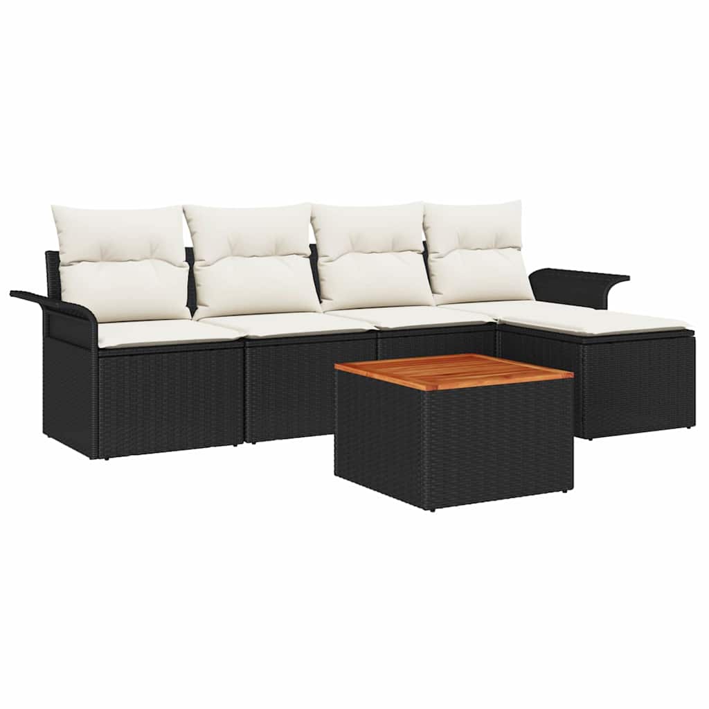 Havesofa Sæt 6 stk. Sort og Cream polyrattan