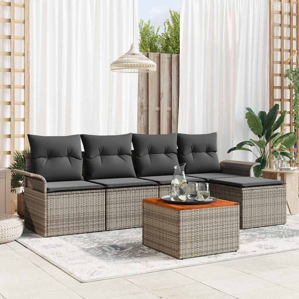 Havesofa Sæt 6 stk. Grå polyrattan