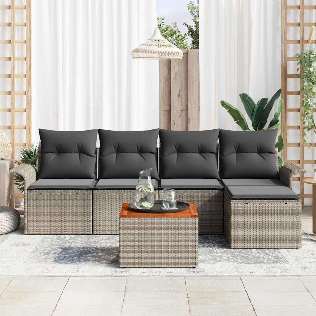 Havesofa Sæt 6 stk. Grå polyrattan