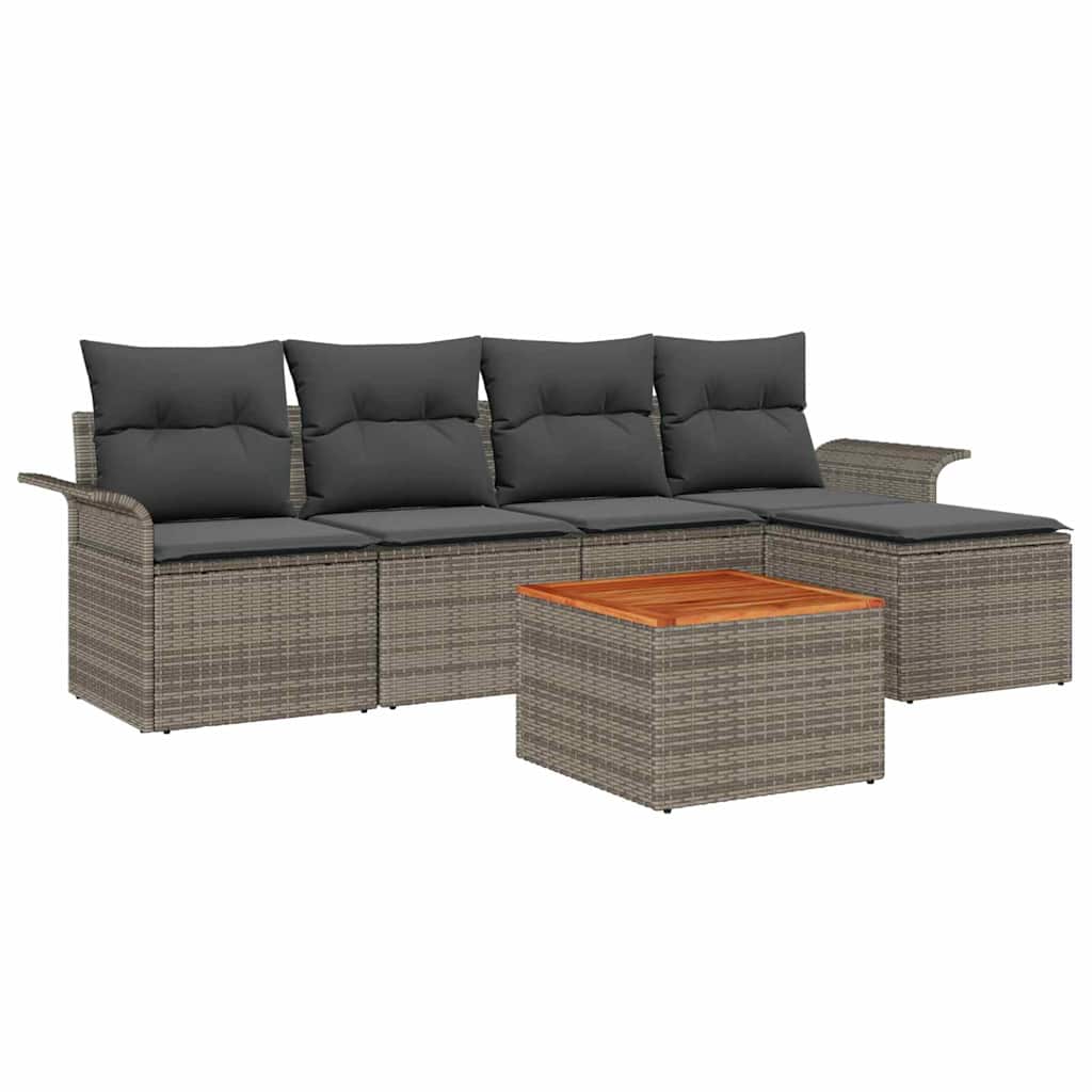 Havesofa Sæt 6 stk. Grå polyrattan