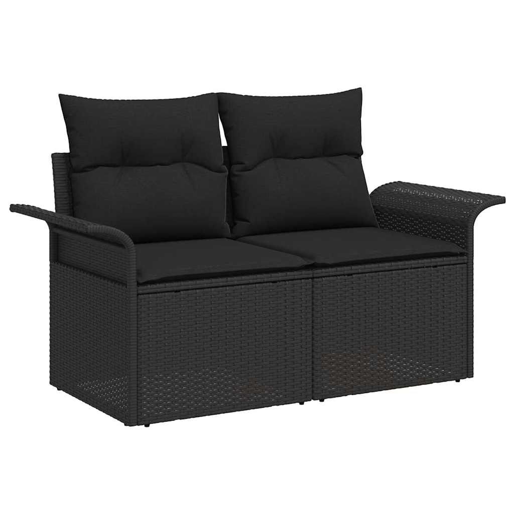 Havesofa Sæt 6 stk. Sort polyrattan